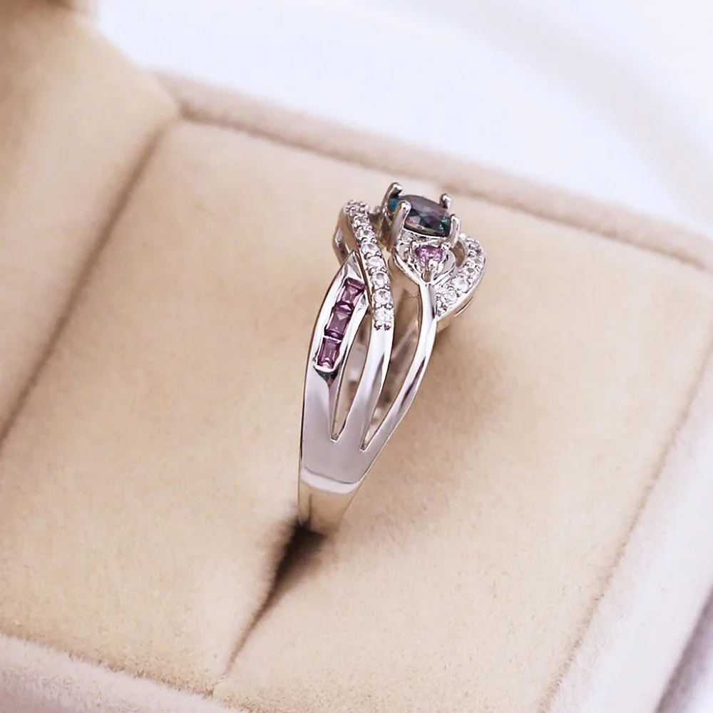 "Unique Magic Color Factory Outlet Colorful Water Drop Amethyst Ring, GPMB1483 - Picture 4 of 4
